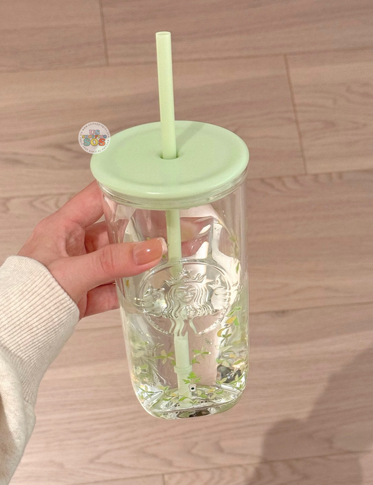 Starbucks China - Spring Pattern 2026 - Double Wall Glass Straw Cup with Topper 530ml with Triangle Bottle (Release Date: Mar 24, 2026)