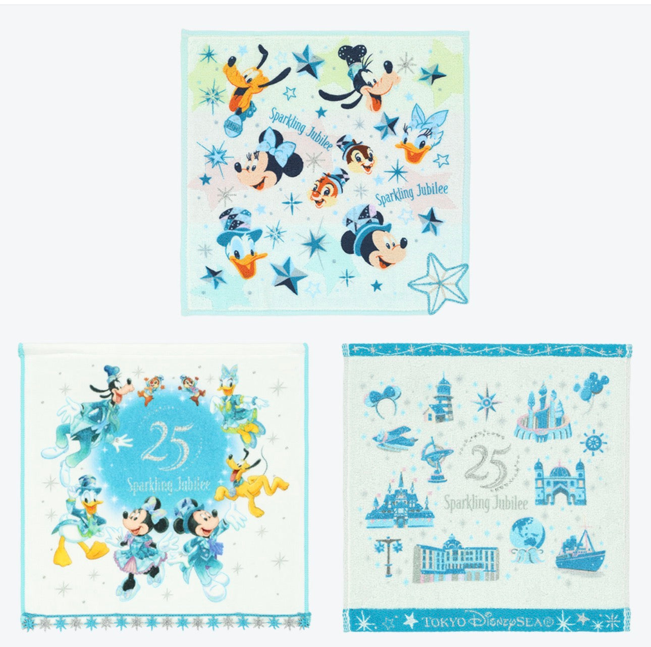 TDR - Tokyo DisneySea 25th Anniversary "Sparkling Jubilee" x Mickey & Minnie Mini Towel Set of 3 (Release Date: Apr 8, 2026)