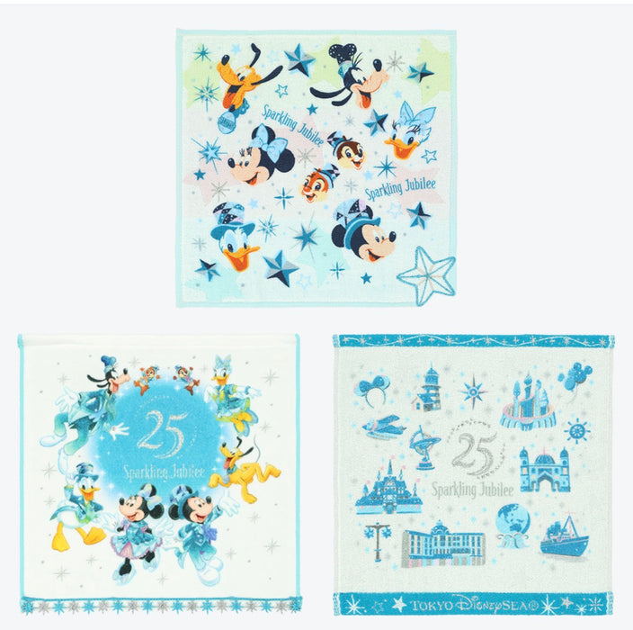 TDR - Tokyo DisneySea 25th Anniversary "Sparkling Jubilee" x Mickey & Minnie Mini Towel Set of 3 (Release Date: Apr 8, 2026)