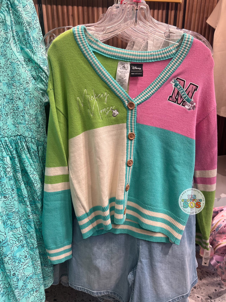 DLR/WDW - Her Universe The Original Mickey Pink/Cream/Teal/Green Colorblock Cardigan (Adult)