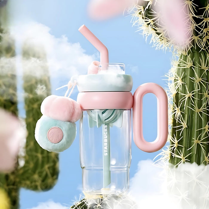 Starbucks China - Colorful Succulent Garden 2024 - 11O. Plastic Sippy Cup with a Succulent Plush Charm 960ml