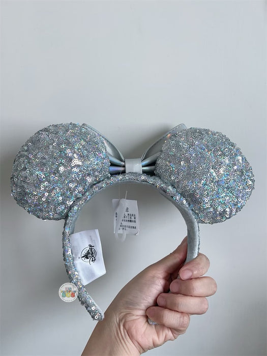 HKDL - Minnie Mouse Silver Sequin Bow Ear Headband