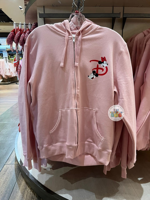 DLR/WDW - Sweetheart Moment - Mickey & Minnie Park Logo Rose Pink Hoodie Jacket (Adult)