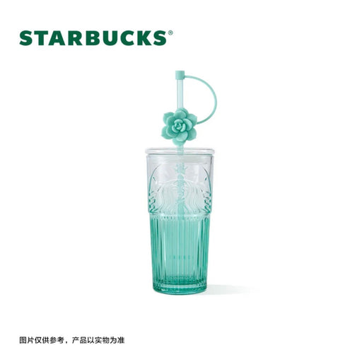 Starbucks China - Colorful Succulent Garden 2024 - 10O. Ombré Glass Cold Cup with Rose Succulent Topper 550ml