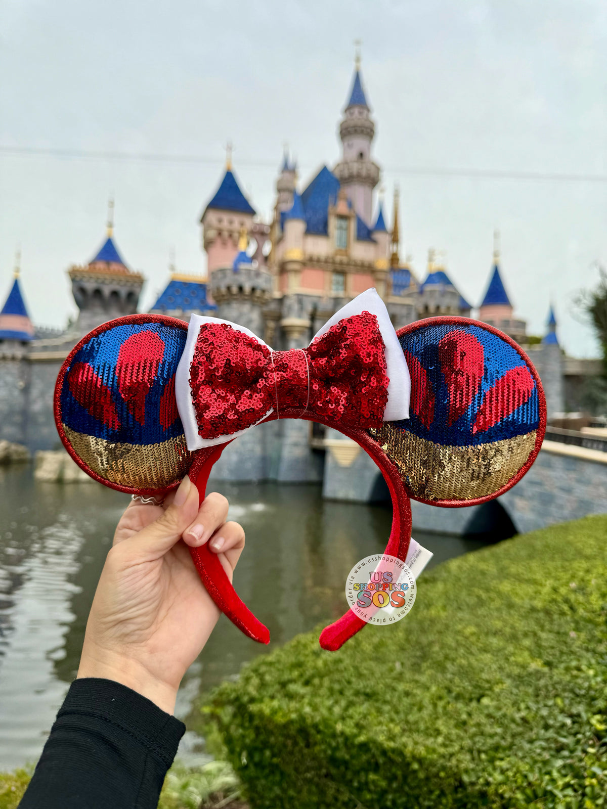 Disney Red Sequin Minnie Ear Headband Snow White NWT Magic mirror on the wall, which ears are the fairest of them  main image 2