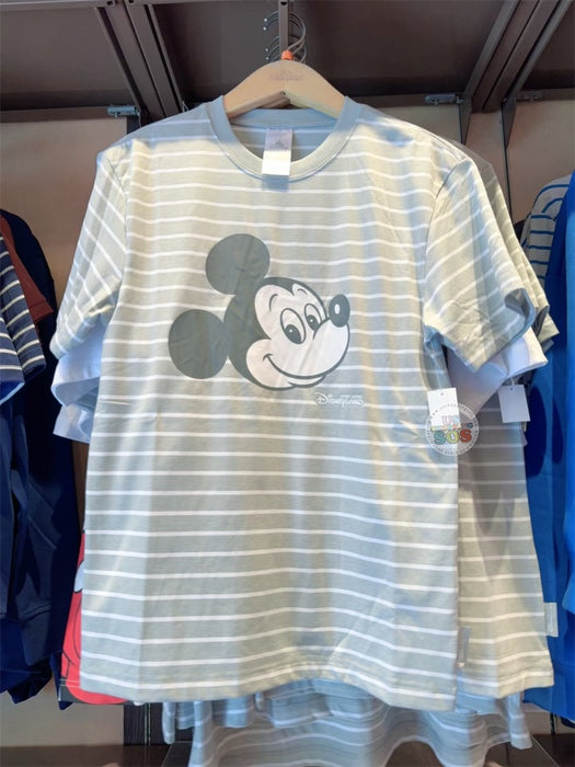 HKDL - Mickey Mouse Stripe T Shirt for Adults (Color: Grey)