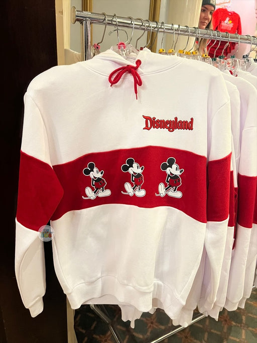 DLR/WDW - Classic Mickey Park Logo Red Strap White Hoodie Pullover (Adult)