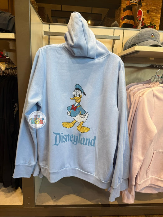 DLR/WDW - Donald Duck Rhinestone Park Logo Light Blue Hoodie Jacket (Adult)