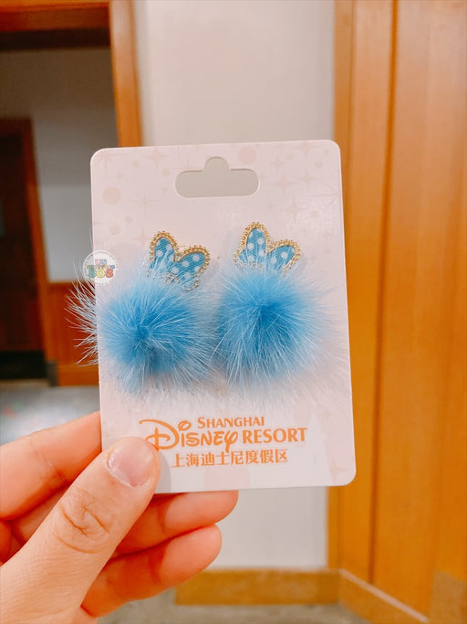 SHDL - Minnie Mouse Ribbon Pom Pom Earrings (Color: Blue)