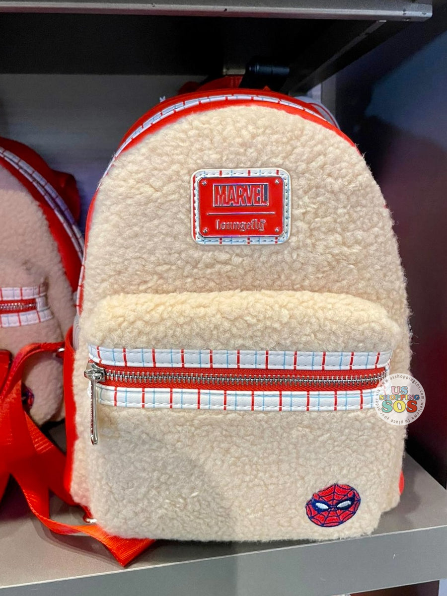 DLR/WDW - Marvel Loungefly Spider-Man Sherpa Fluffy Cream Backpack