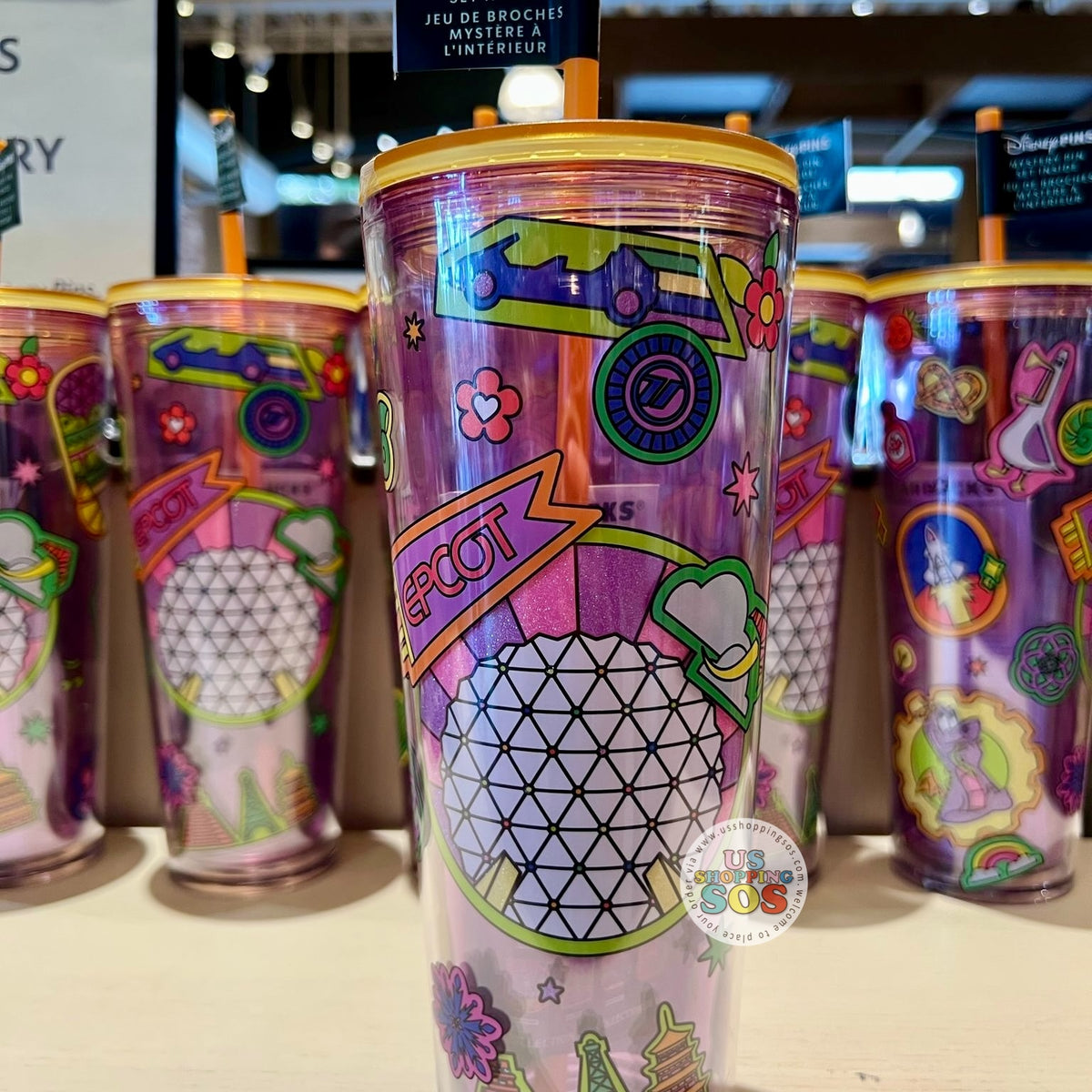 WDW - Starbucks Neon Iconography - “Epcot” Cold-Cup Tumbler with 2