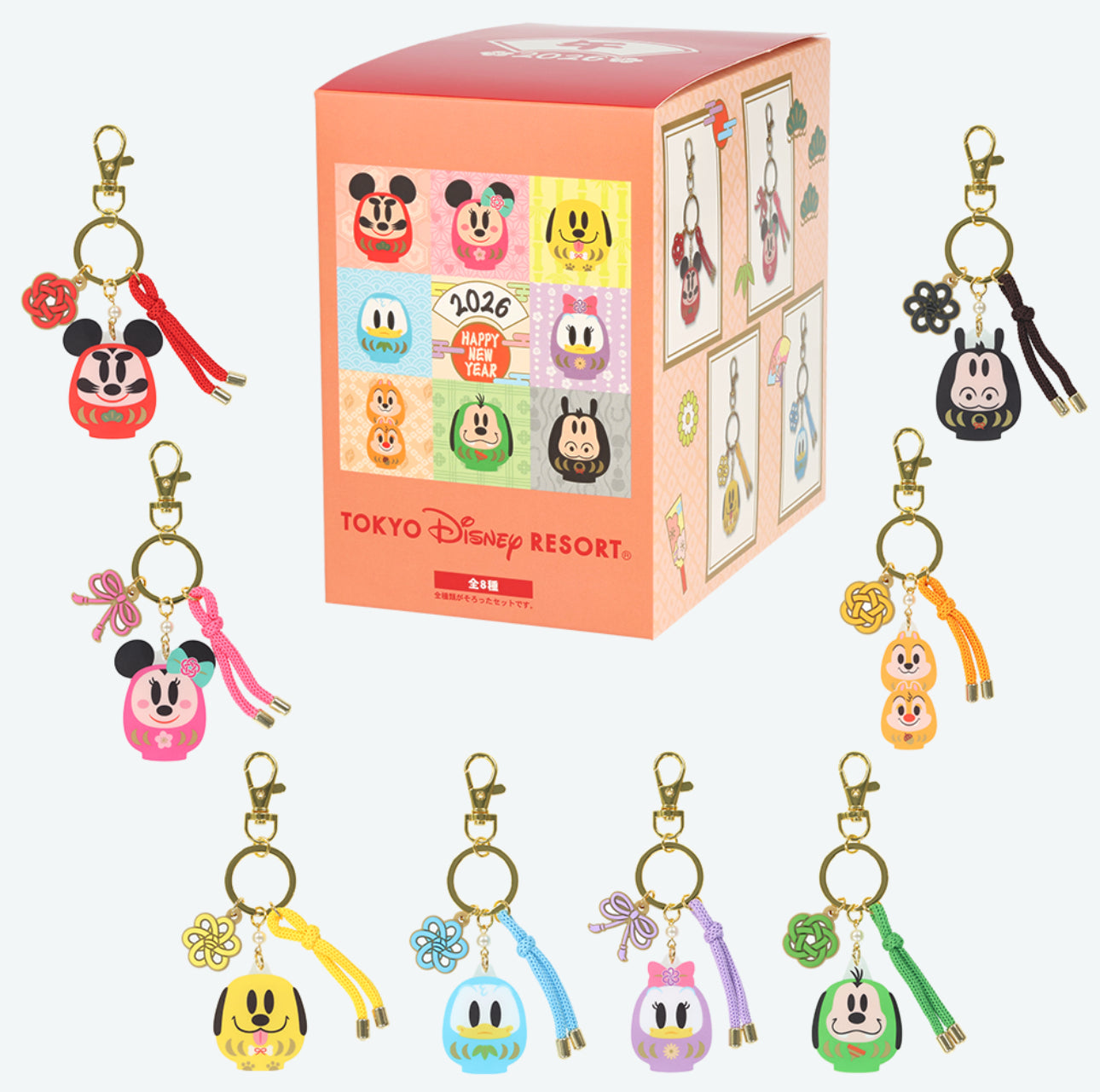 TDR - 2026 Happy New Year Mickey & Friends Collection x Mickey & Friends "Daruma" Keychain Blind Bag (Whole Box) (Release Date: Dec 1, 2025)