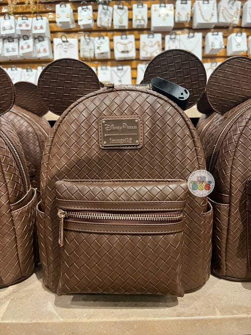 DLR/WDW - Loungefly Mickey Ear Chocolate Intrecciato Pleather Backpack