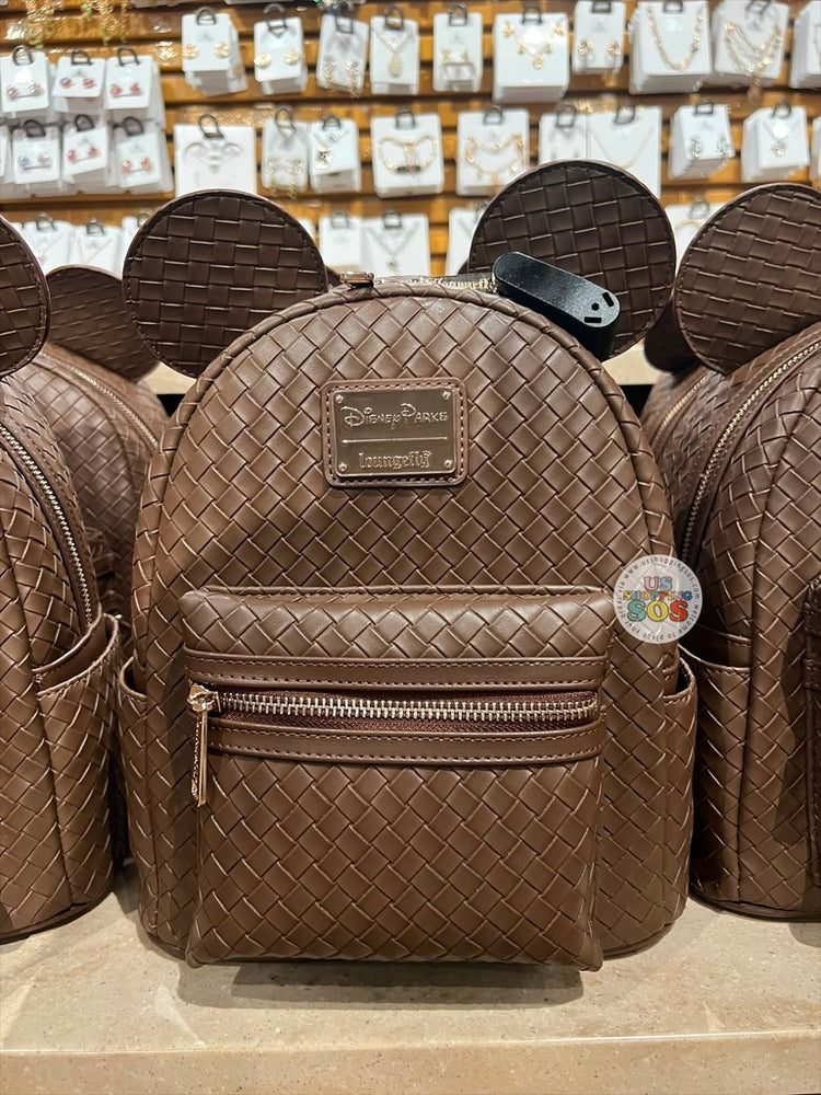 DLR/WDW - Loungefly Mickey Ear Chocolate Intrecciato Pleather Backpack