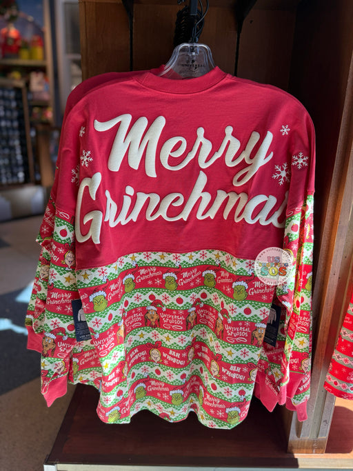 Universal Studios - Christmas 2025 - The Grinch Spirit Jersey “Merry Grinchmas” Red Pullover (Adult)