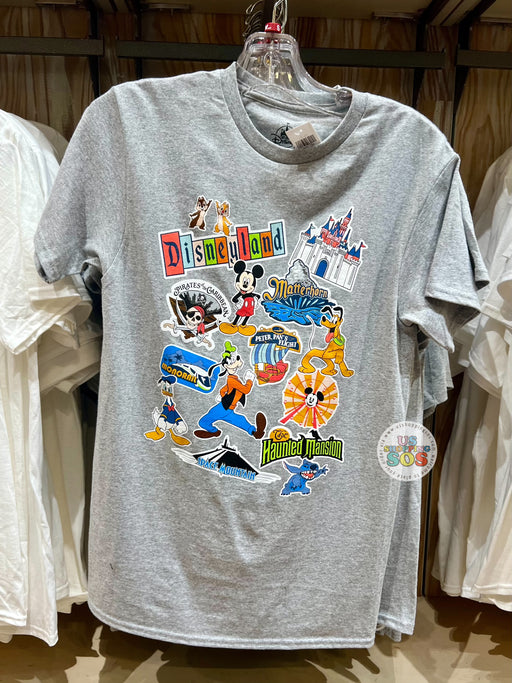 DLR - Mickey & Friends & Attraction Logos Light Heather Grey Graphic Tee (Adult)
