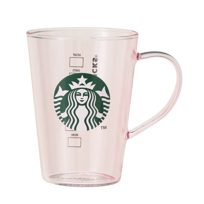 Starbucks Japan - 2026 Bitter & Sweet Collection x Gift boxed heat-resistant glass logo mug, pink beige, 384ml (Release Date: Jan 12, 2026)