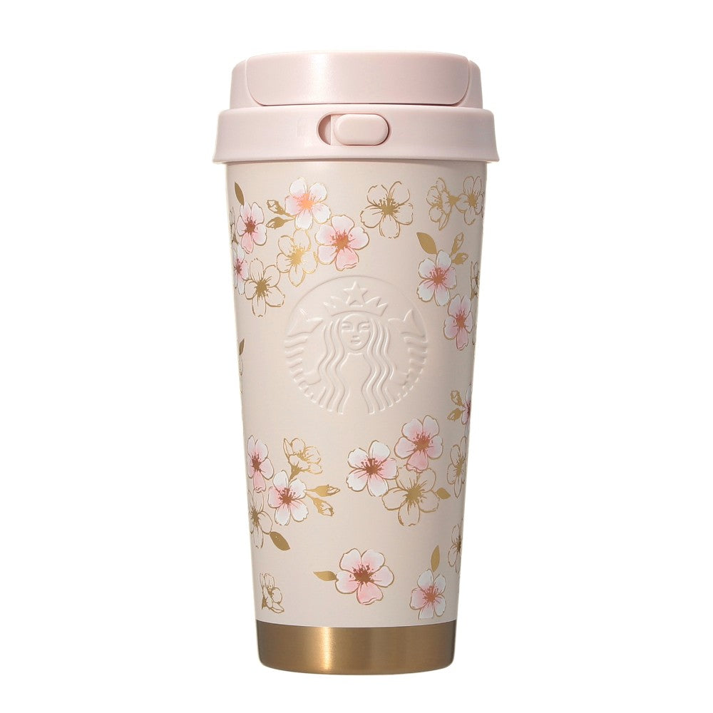 Starbucks Japan - 2026 Cherry Blossom "Sakura Shine Brightly" Collection x Stainless Steel TOG O-Bottle, Pink Beige & Gold, 473ml (Release Date: Feb 16, 2026)