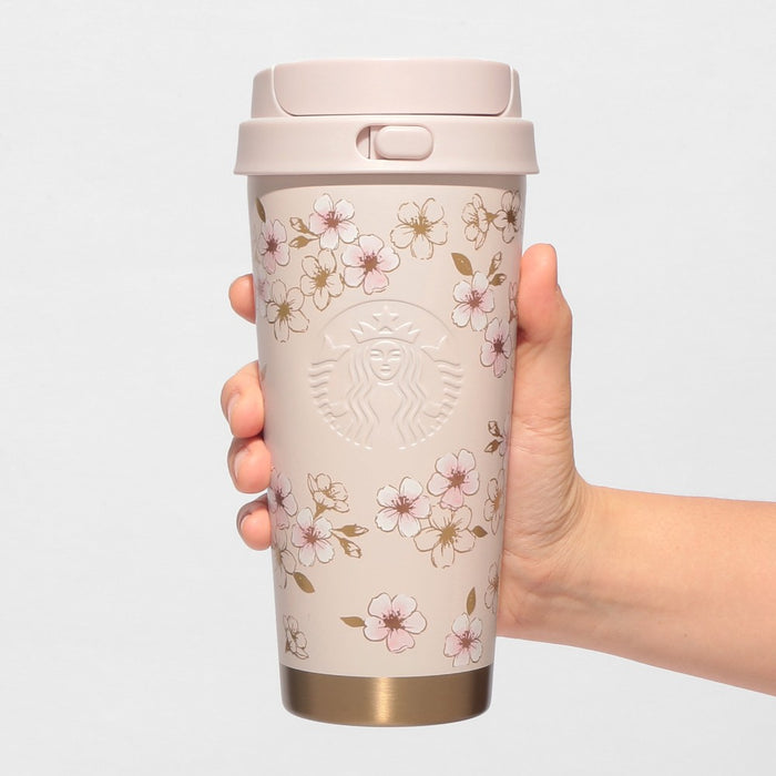 Starbucks Japan - 2026 Cherry Blossom "Sakura Shine Brightly" Collection x Stainless Steel TOG O-Bottle, Pink Beige & Gold, 473ml (Release Date: Feb 16, 2026)
