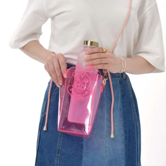 JDS - Drinkware x Minnie Mouse "Clear Color" Plastic Bottle Cover with Strap
