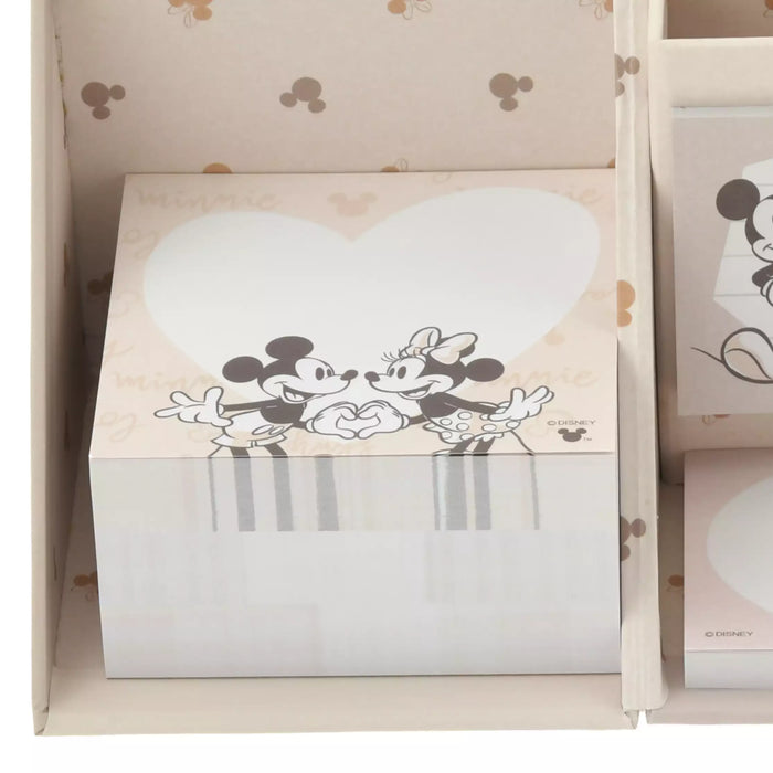 JDS - Mickey & Minnie "Grayish Color" Sticky Notes & Memo Pad with Pen Stand