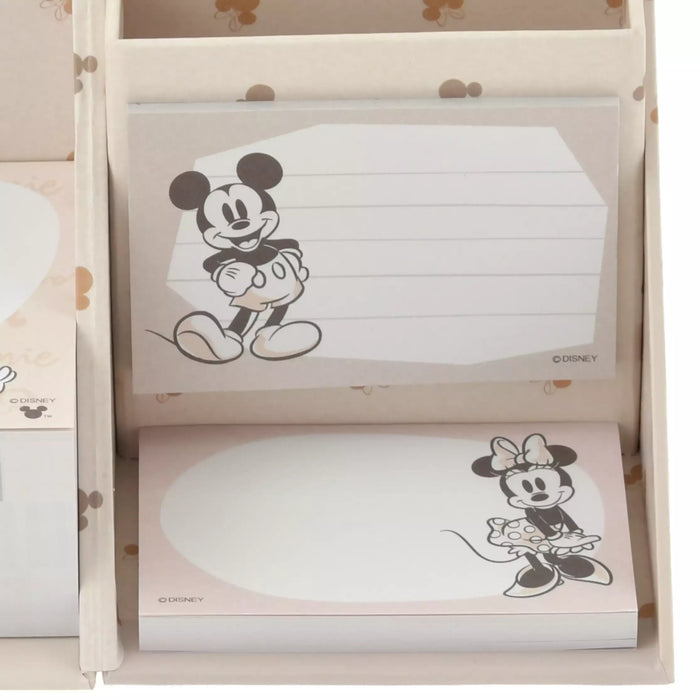 JDS - Mickey & Minnie "Grayish Color" Sticky Notes & Memo Pad with Pen Stand