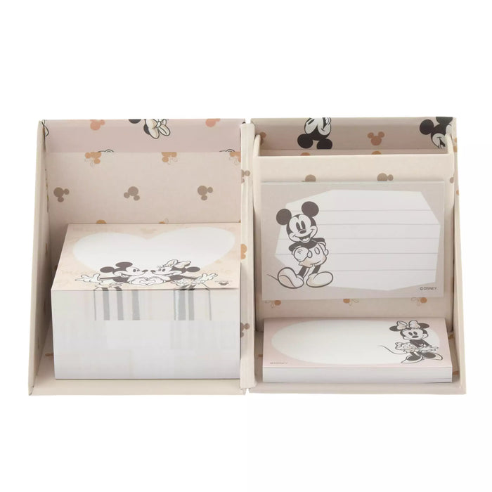 JDS - Mickey & Minnie "Grayish Color" Sticky Notes & Memo Pad with Pen Stand