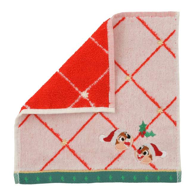 JDS -  2025 Disney Christmas Mickey & Friends x Chip & Dale "Diagonal Grid" Mini Towel (Release Date: Nov 4, 2025)