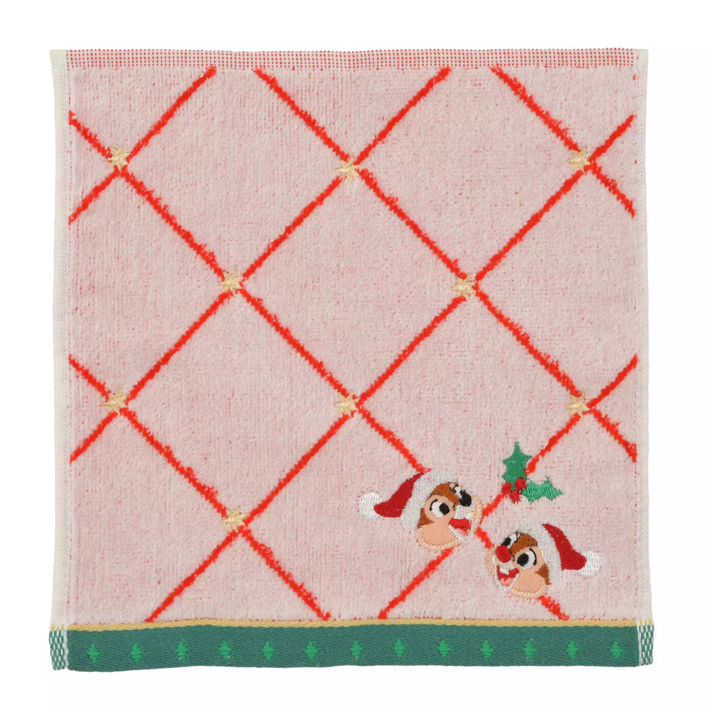 JDS -  2025 Disney Christmas Mickey & Friends x Chip & Dale "Diagonal Grid" Mini Towel (Release Date: Nov 4, 2025)