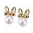 JDS - Minnie Mouse Earrings with Ribbon and Cotton Pearl Pattern