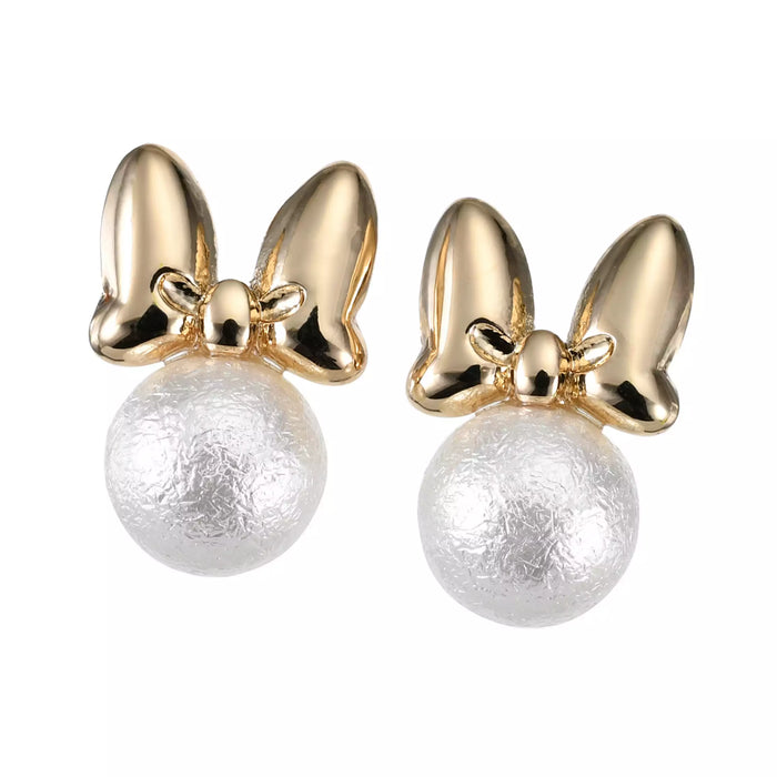 JDS - Minnie Mouse Earrings with Ribbon and Cotton Pearl Pattern