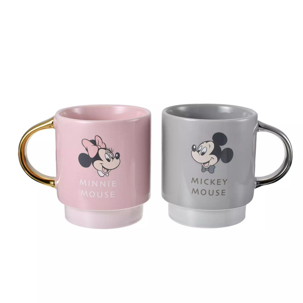 JDS - Mickey & Minnie Mouse Various Colors Mug Pair in Stackable Box