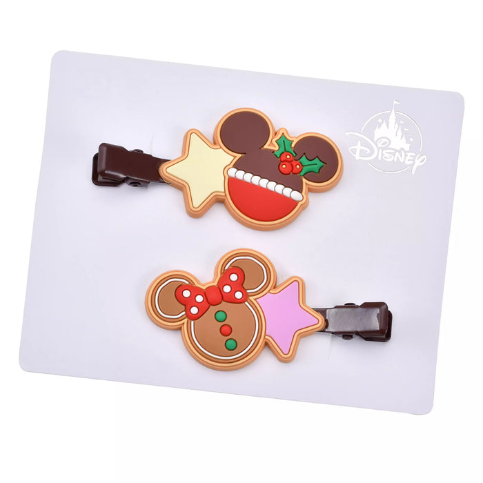 JDS - MAEGAMI Hair Zakka x Mickey & Minnie Hair Clip Set, Color Clips, Christmas Cookies