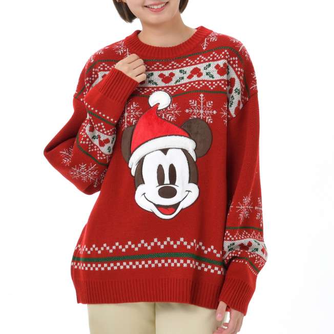 JDS -  2025 Disney Christmas Mickey & Friends x Mickey Mouse Long Sleeve Sweater Red for Adults (Release Date: Nov 4, 2025)