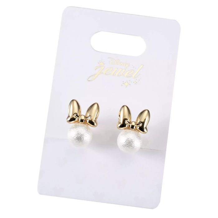JDS - Minnie Mouse Earrings with Ribbon and Cotton Pearl Pattern