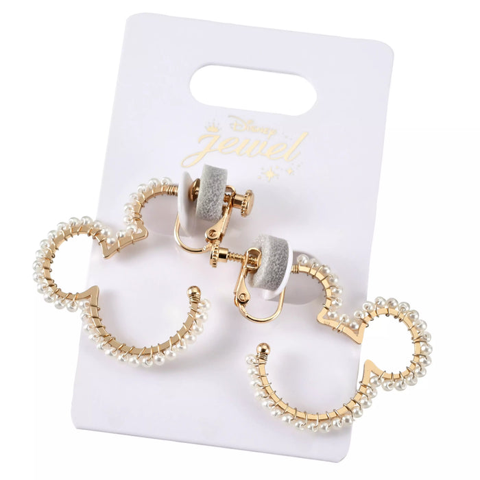 JDS - Mickey Mouse Hoop Earrings with Icon Pearl Line