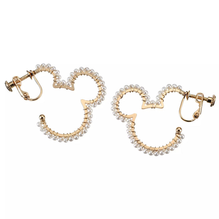 JDS - Mickey Mouse Hoop Earrings with Icon Pearl Line