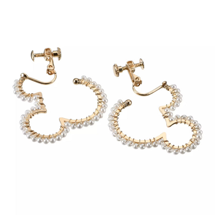 JDS - Mickey Mouse Hoop Earrings with Icon Pearl Line