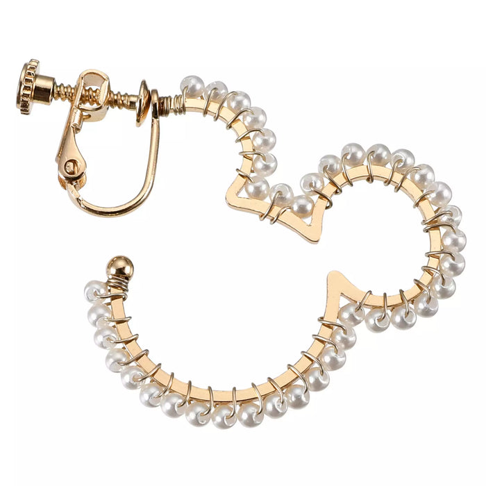 JDS - Mickey Mouse Hoop Earrings with Icon Pearl Line