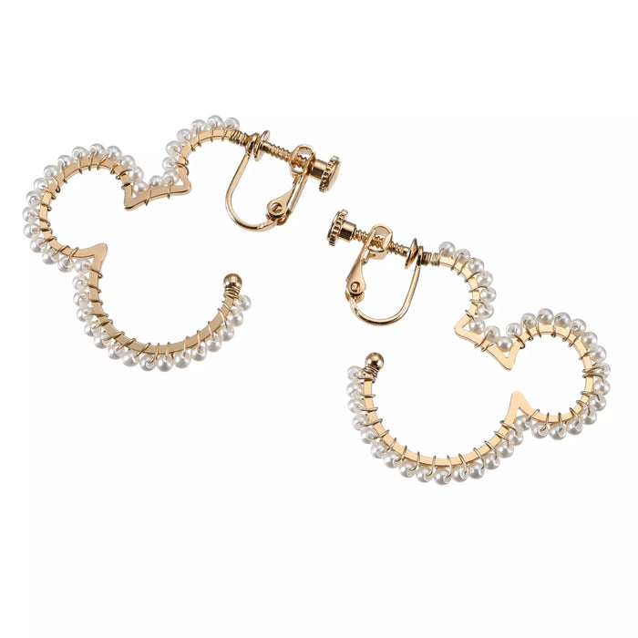 アクセサリー mickeys JDS - Mickey Mouse Hoop Earrings with Icon Pearl Line