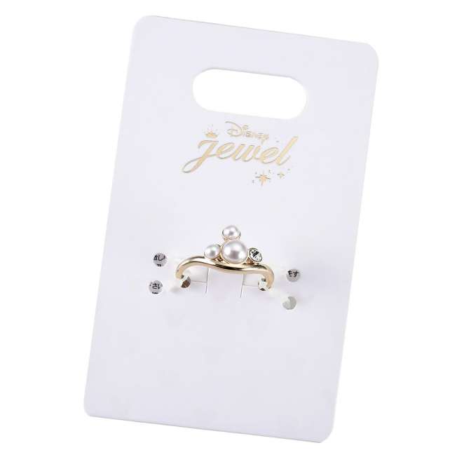 JDS - Mickey Mouse Ring, Curved Ring with Pearl Icon and Stone