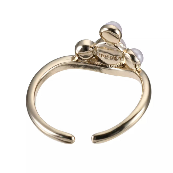 JDS - Mickey Mouse Ring, Curved Ring with Pearl Icon and Stone