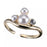JDS - Mickey Mouse Ring, Curved Ring with Pearl Icon and Stone
