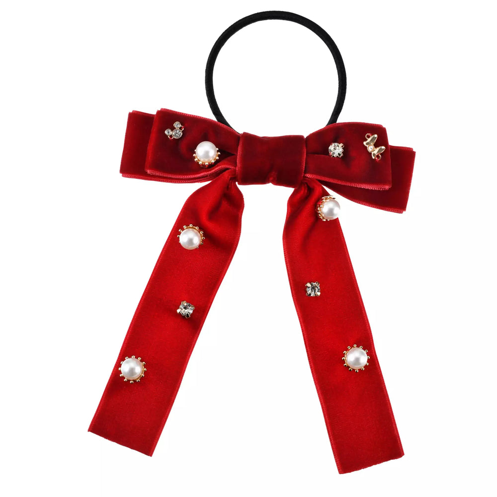 JDS - Minnie Mouse Hair Ponytail Ribbon Pearl & Stone Random
