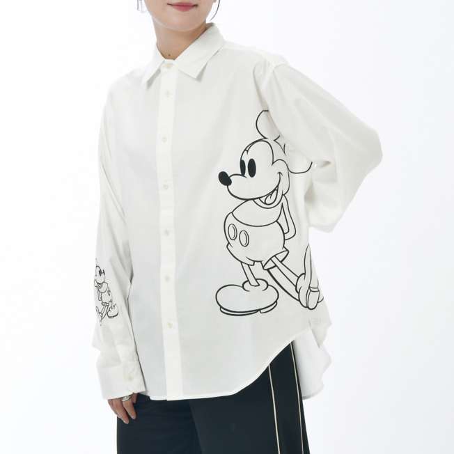 JDS - Magical Label x Mickey Mouse Long Sleeve Shirt for Adults, Monotone Embroidery, Standing Pose, White (Release Date: Oct 31, 2025)
