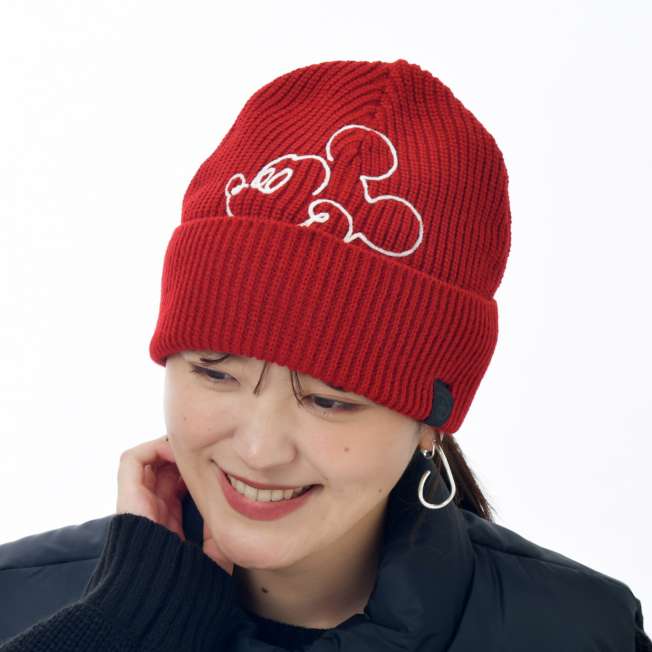 JDS - Magical Label x Mickey Mouse Knit Hat/Cap for Adults, Line Art, Red (Release Date: Oct 31, 2025)
