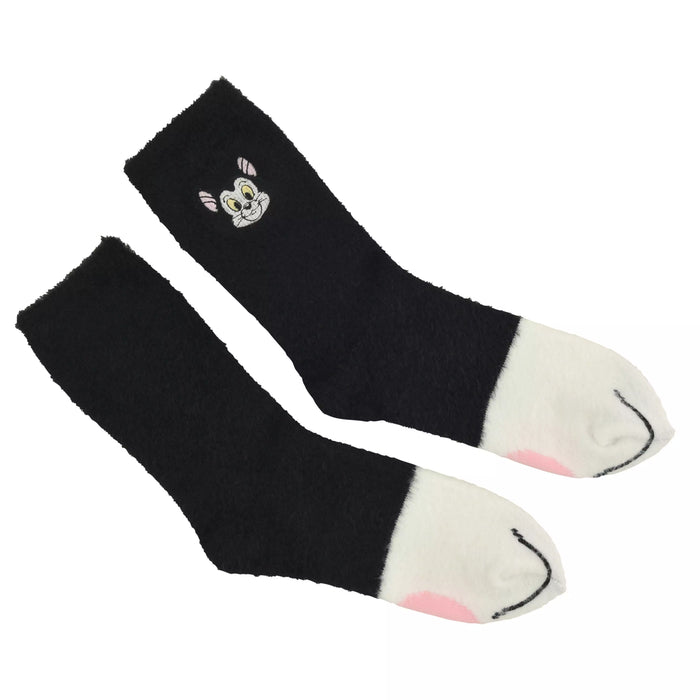 JDS - Figaro Socks with Paw Print and Face Embroidery, Sizes 23-25