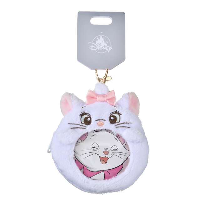 JDS - Marie The Aristocats Pouch Keychain with Button Badge, Clear Window, Fluffy and Heart-Pounding
