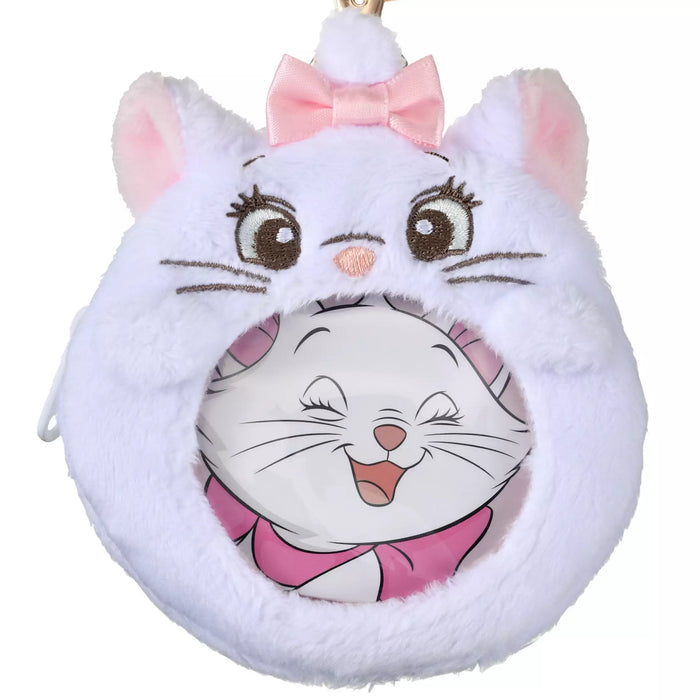 JDS - Marie The Aristocats Pouch Keychain with Button Badge, Clear Window, Fluffy and Heart-Pounding