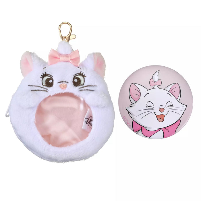 JDS - Marie The Aristocats Pouch Keychain with Button Badge, Clear Window, Fluffy and Heart-Pounding